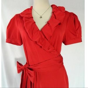 DVF Neiman Marcus Bethania Wrap Dress Red 10
